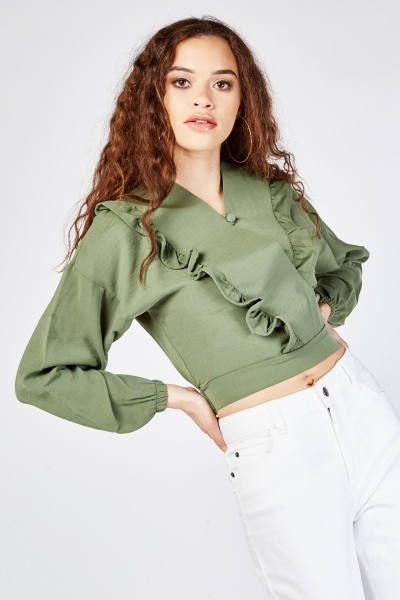 Ruffle Wrap Crop Top