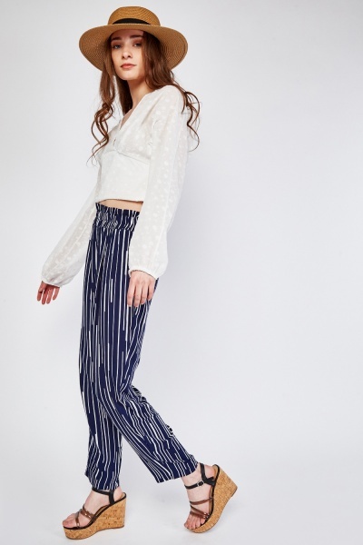 Uneven Striped Lightweight Trousers
