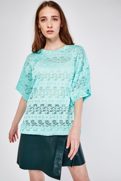 Laser Cut Short Sleeve Top