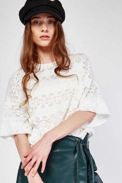 Laser Cut Short Sleeve Top