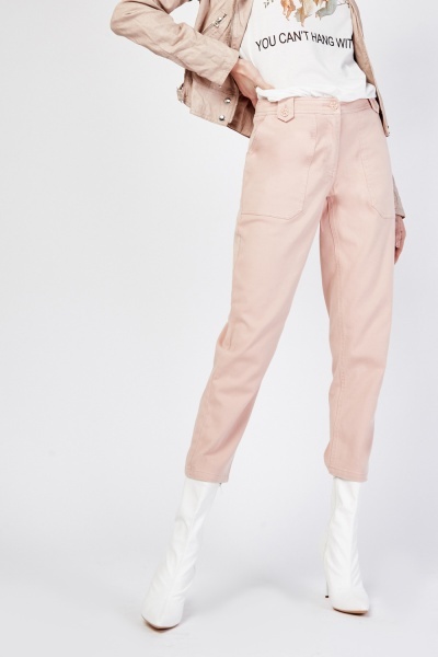 Straight Leg Trousers In Dusty Pink