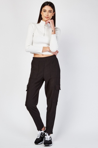 Flap Pocket Side Ribbed Joggers