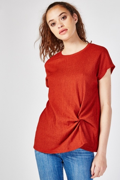 Twisted Front Textured Top