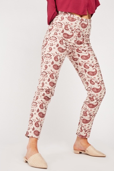 Paisley Embroidered Cigarette Trousers