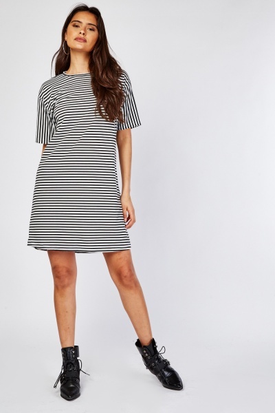 Striped Short Sleeve T-Shirt Dress