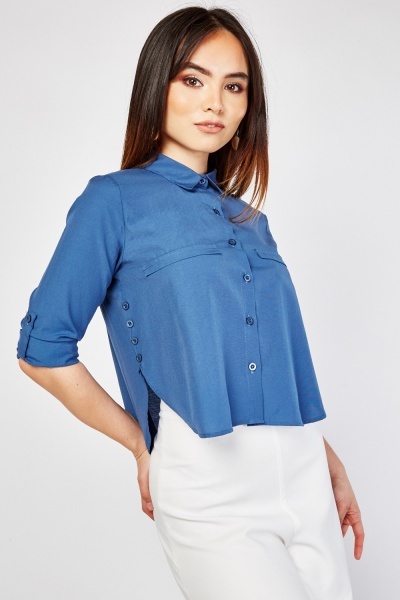 Roll Up Sleeve Plain Shirt