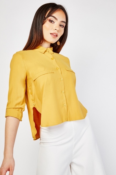 Roll Up Sleeve Plain Shirt