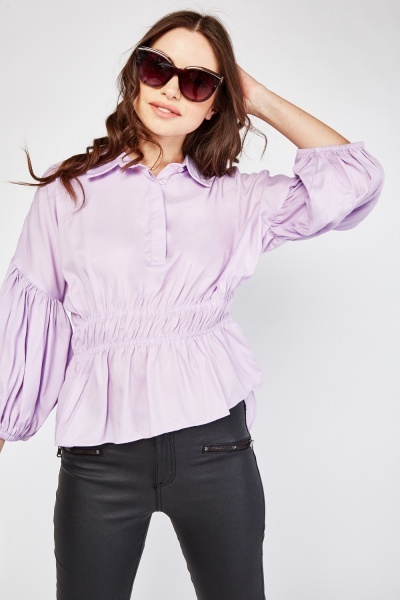 Gathered Puff Sleeve Blouse