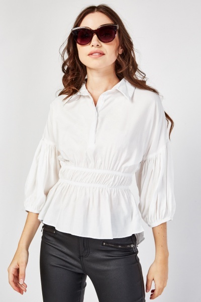 Gathered Puff Sleeve Blouse