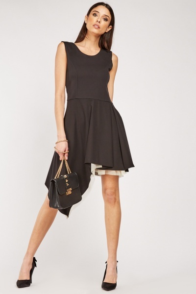 Asymmetric Mini Dress In Black