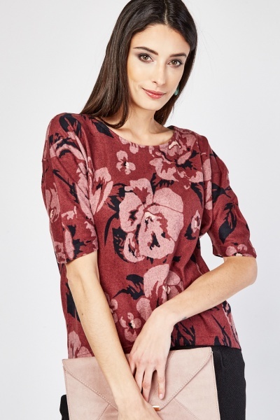 Rose Print Short Sleeve Top