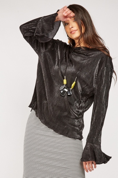 Image of Pleated Bell Sleeve Blouse