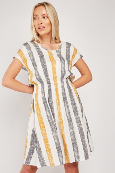 Vertical Striped Mini Dress
