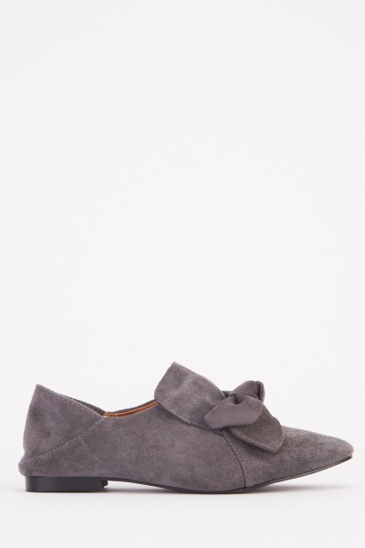 Suedette Front Bow Loafers