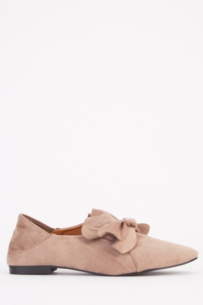 Suedette Front Bow Loafers