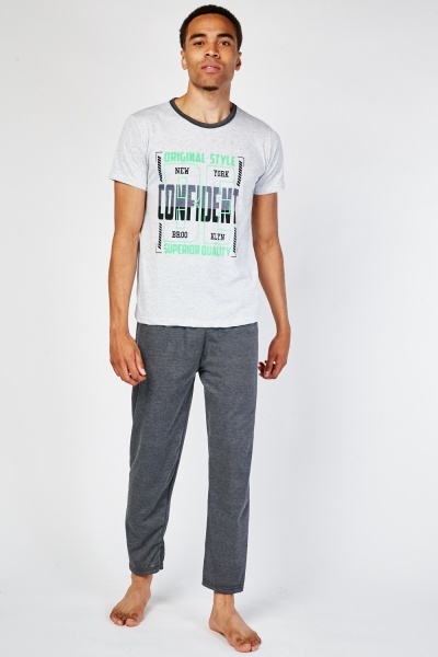 Graphic Front T-Shirt And Bottoms Pyjama Set