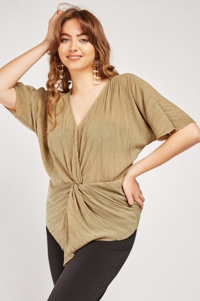 Front Knot Pleated Top