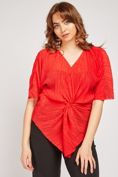 Front Knot Pleated Top