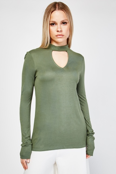 Keyhole Neck Plain Top