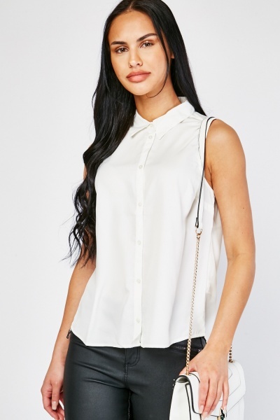 Sleeveless Button Front Blouse