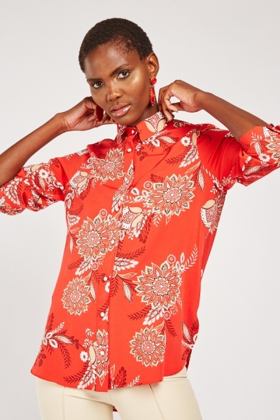 Ethnic Flower Print Shirt