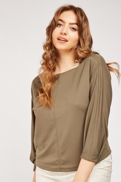 Textured 3/4 Sleeve Casual Blouse