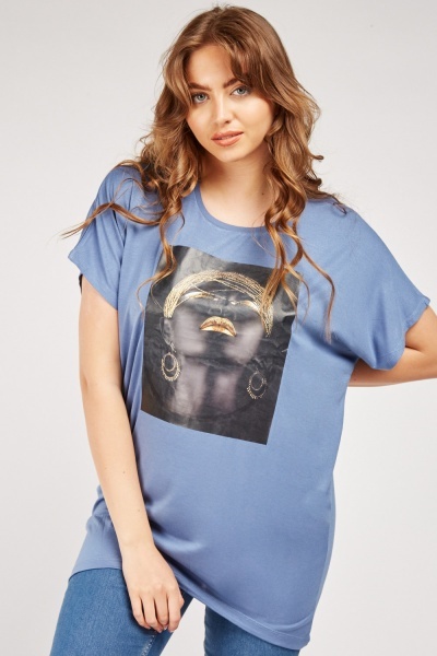 Figure Printed Oversized Top