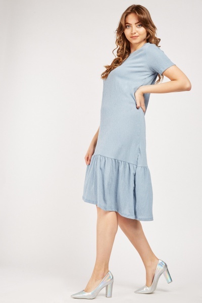 Image of Textured Tiered Cotton Dress