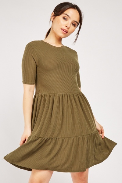 Ribbed Tiered Tunic Dress