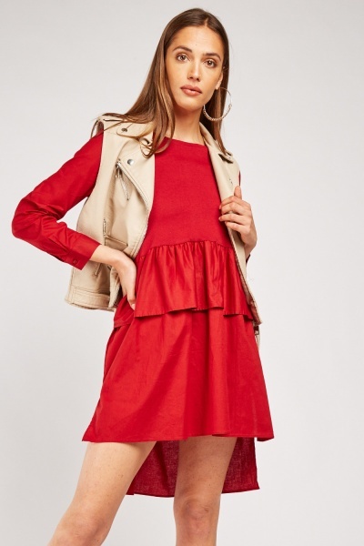 Ruffle Panel Tunic Dress