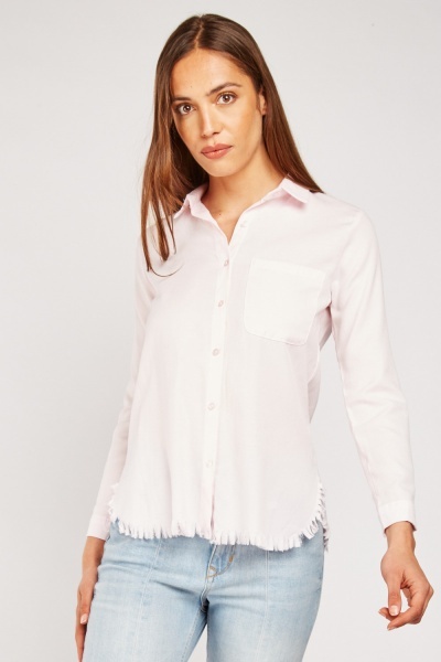 Raw Hem Long Sleeve Shirt