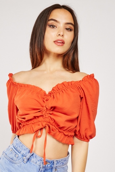 Gathered Sweetheart Crop Top