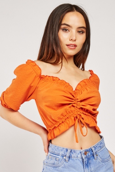 Gathered Sweetheart Crop Top