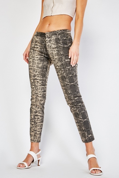 Python Skin Textured Trousers