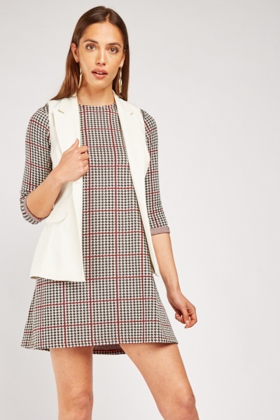 Houndstooth A Line Dress