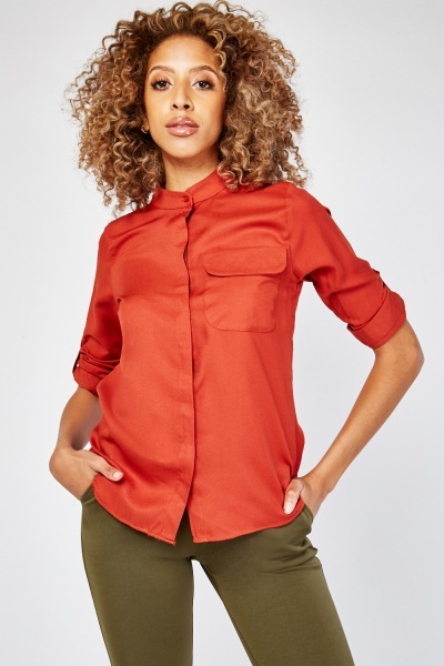 Single Pocket Front Plain Shirt