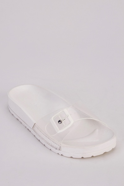 Clear Buckle Strap Slide Sandals