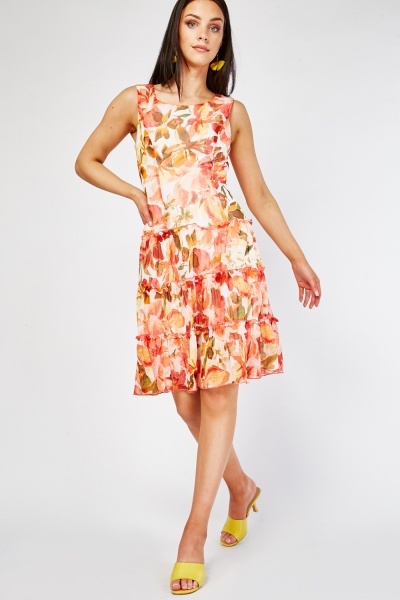 Printed Tiered Sleeveless Dress