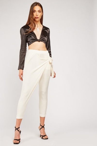 Wrap Over Ribbed Trousers
