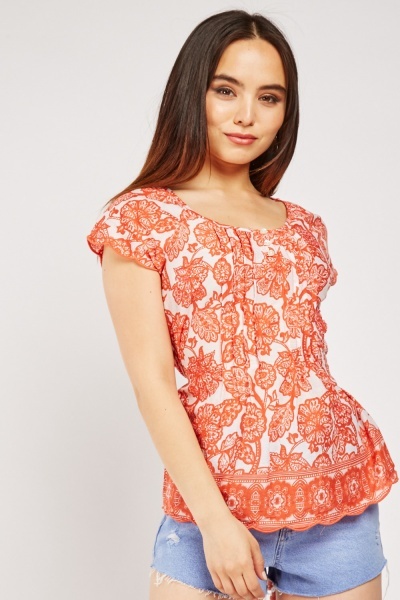 Floral Print Cotton Top