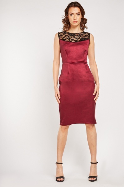 Lace Neckline Pencil Dress