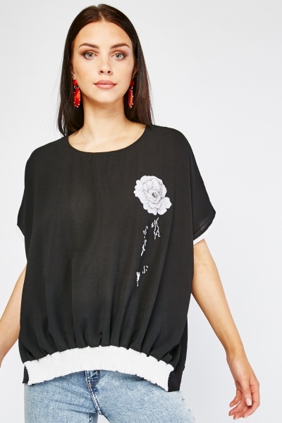 Encrusted Flower Motif Top