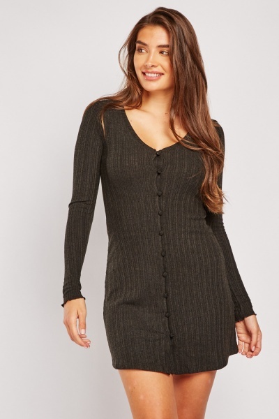 Petite Long Sleeve Rib Knit Dress