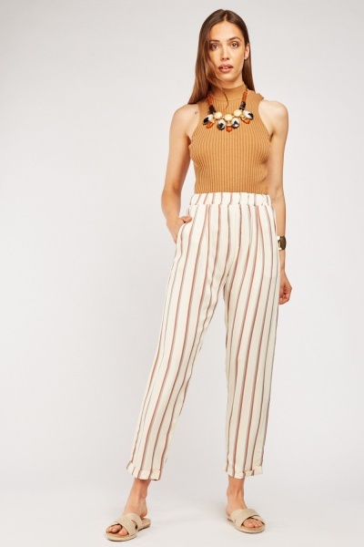 Pinstriped Tapered Trousers