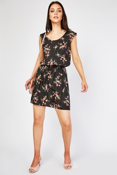 Rose Flower Print Mini Dress