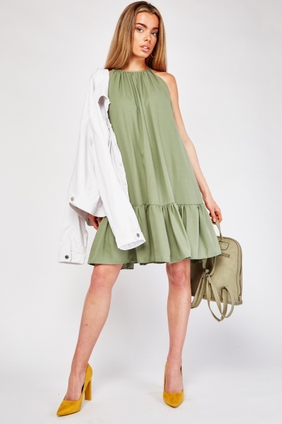 Ruffle Hem Halter Dress