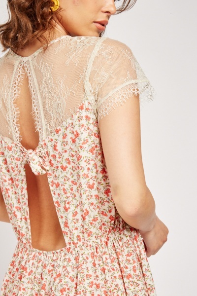 Chantilly Lace Insert Printed Dress