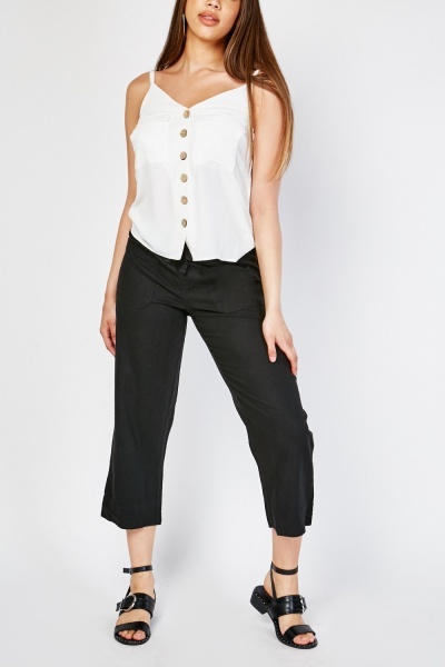 Crop Partly Linen Trousers