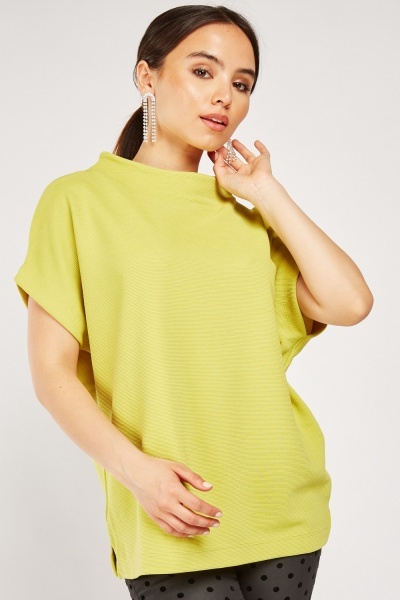 Slash Neck Ribbed Top