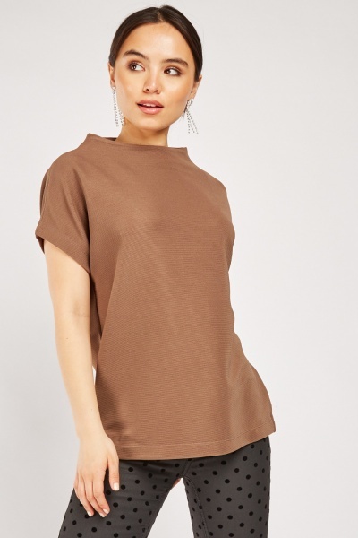 Slash Neck Ribbed Top